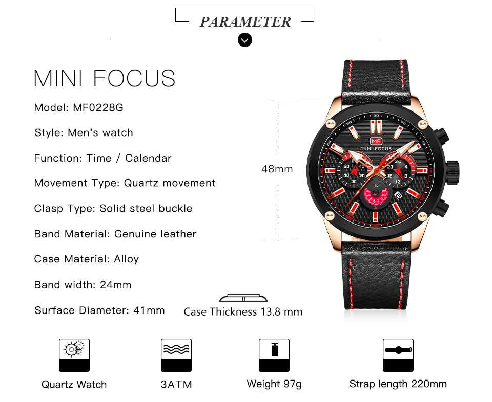 Мини-часы Focus для мужчин, водонепроницаемые, черный кожаный ремешок, роскошный бренд, модные спортивные часы, мужские наручные часы, кварцевые часы Relogio Masculino