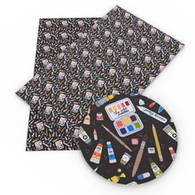 Снова в школу серии печатных искусственная кожа ткань лист для изготовления луков винил ремесло серьги 20*34 см, 1Yc9167