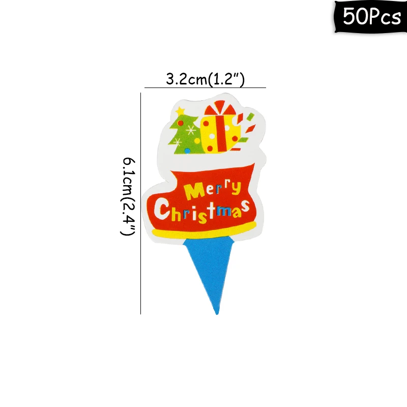 50 шт. бумажные топперы для торта Рождественский Санта-Клаус снеговик новогодняя елка рождественский капкейк десерт украшения - Цвет: 6