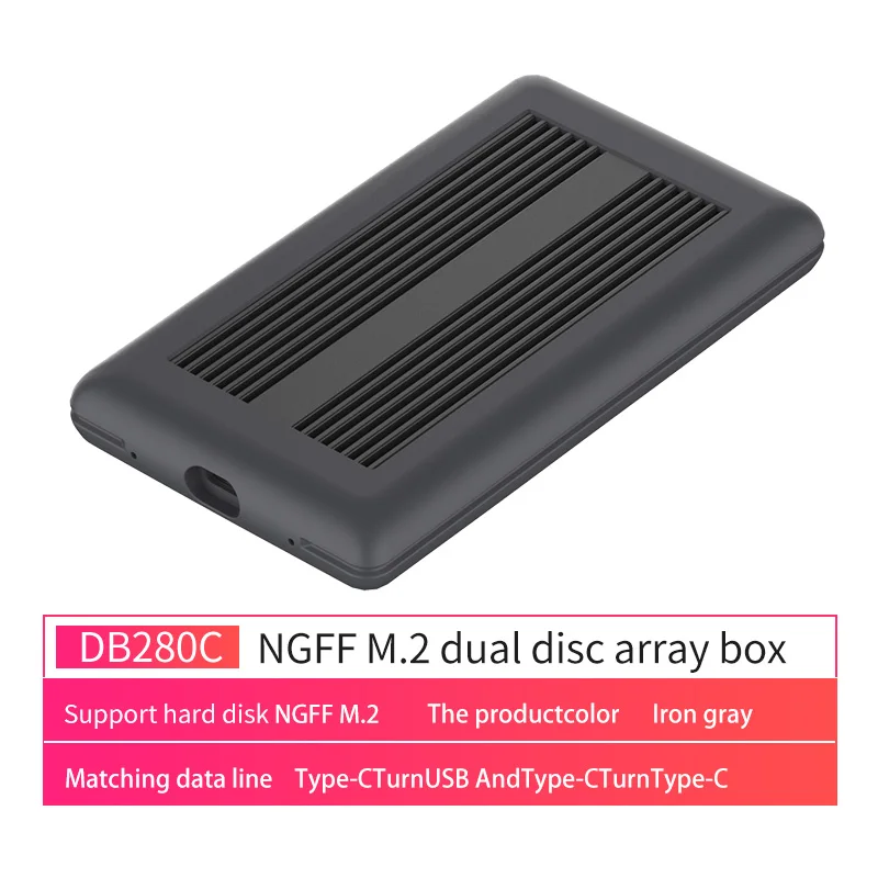 Type C- A AND C Двойной корпус NGFF M.2 ssd чехол typec порт высокая скорость передачи ssd корпус металлический теплоотвод Поддержка двойной диск - Цвет: Type C- A AND C