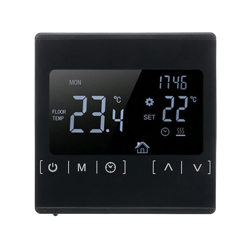 

85x85x16mm LCD Touch Screen Digital Electric Thermostat Heating Controller With External probe Electric Thermostat