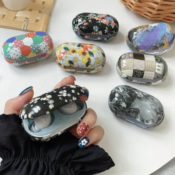

Luxury Flowers Earphone Case For Samsung Galaxy Buds Plus Cases Point Marble Texture Hard PC Protective Cover For Buds Plus Case