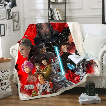 

Star Wars Funny Character Blanket 3D Print Sherpa Blanket on Bed Home Textiles Dreamlike Style 06