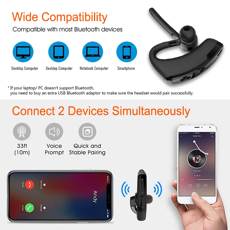 V8 Bluetooth наушники Бизнес Беспроводная гарнитура V9 Bluetooth наушники громкой связи с микрофоном для вождения автомобиля вок для iPhone samsung