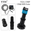 13MP VGA Microscope Camera Digital Electronic HD Industrial Camera + 130/180X Adjustable Lens Microscope Binocular Trinocular 1