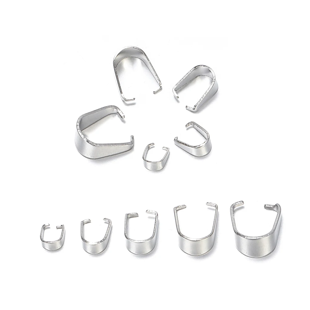 

60pcs Stainless Steel Pendant Clip Connector Pinch Bail Clasp DIY Jewelry making Silver Tone Findings Accessories Supplier