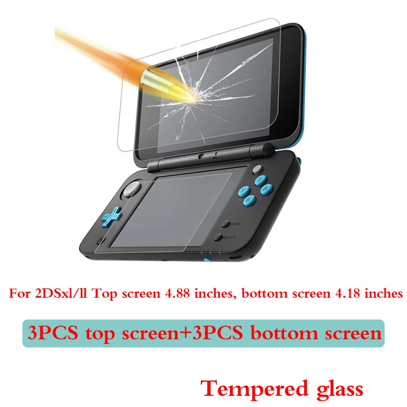 2/4/6PCS Tempered Glass For Nintendo New 2DS XL LL 2DSXL 2DSLL Top  