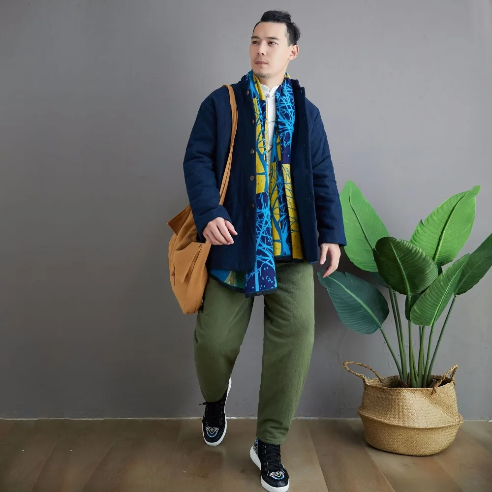 LZJN 2019 Winter Warm Men Thick Pants Double Layer Quilted Casual Pockets Male Winter Joggers Drawstring Cotton Linen Trousers (15)