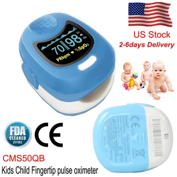 

CMS50QB Children Mini Digital Fingertip Pulse Oximeter Kids Blood Oxygen Saturation Tester Spo2 Machine Pulse Rate Monitor Blue