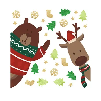 

Merry Christmas Sticker Elk Christmas Wall Stickers PVC Festival Decals 2021 Xmas Sticker Wall Sticker Living Room Decoration