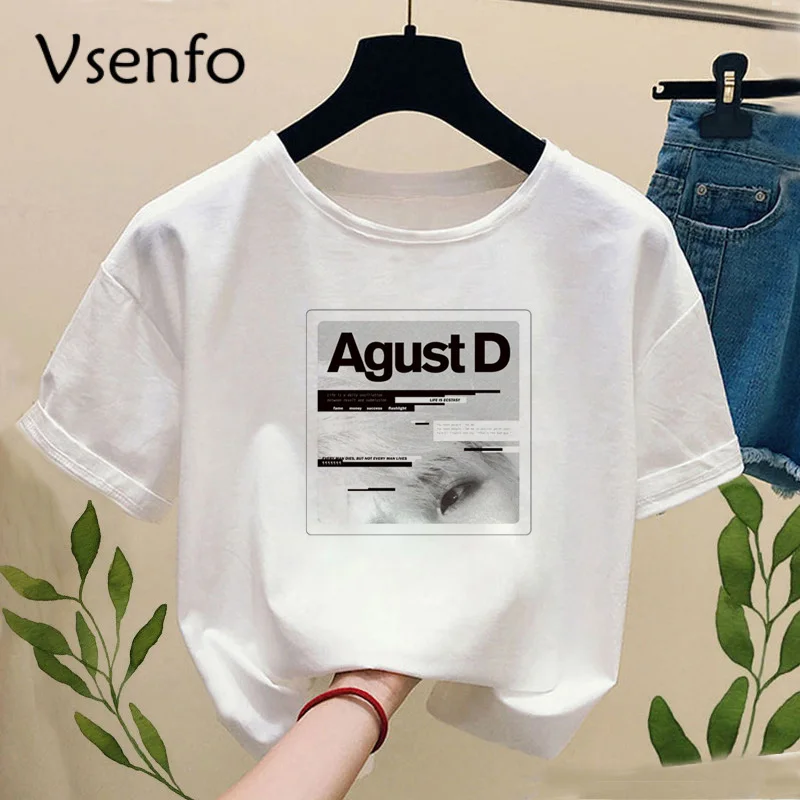 Funny Agust D Fanart Art Print T-Shirt Harajuku Tshirts Female AgustD T-shirt Summer Funny Graphic Tees Women's Tops