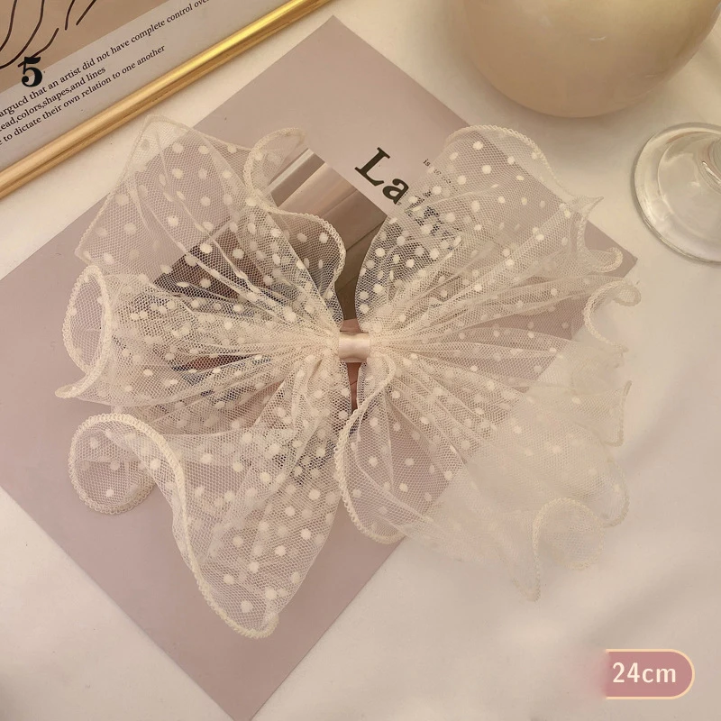 New Organza Bowknot Barrettes Lace Flower Ribbon Tassel Hair Clip Oversized Bow Headband Hairband Hair Ornament Hair Accessories mini hair clips