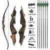 60" Takedown Recurve Bow Wooden 20-60lbs Carbon Arrows Archery Hunting Target Compound Bow  Archery  Hunting Bow   Accessories