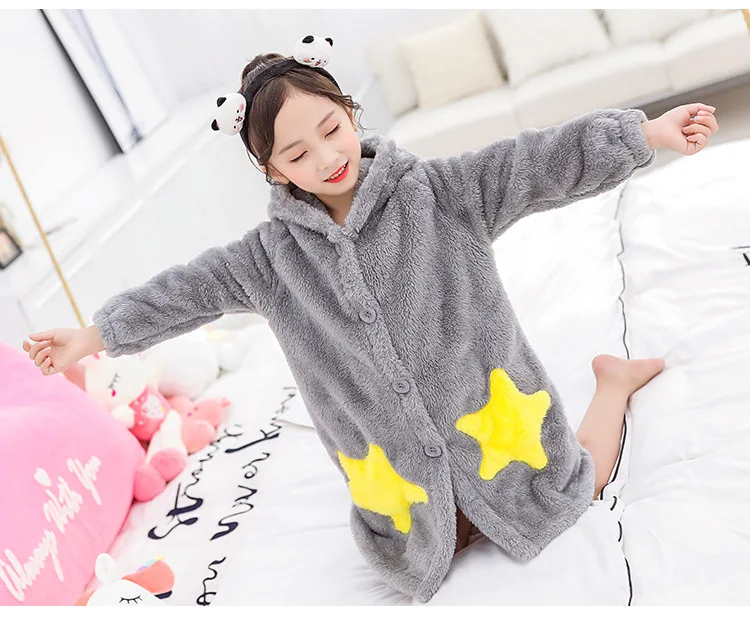 Ночной халат для детей, детские одноцветные фланелевые халаты для девочек, полотенце, ночное платье, модные пижамы для студентов детская теплая одежда для сна