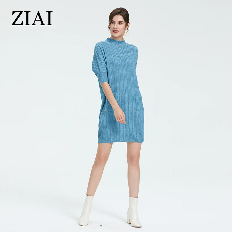 Blauw Jurken Voor Vrouwen-O-hals En Vijf Punt Mouw Rok Is Ontworpen Voor Vrouwelijke En Dames-Casual jurken Met Zakken Blauw Jurken Voor Vrouwen-O-hals En Vijf Punt Mouw Rok Is Ontworpen Voor Vrouwelijke En Dames-Casual jurken Met Zakken