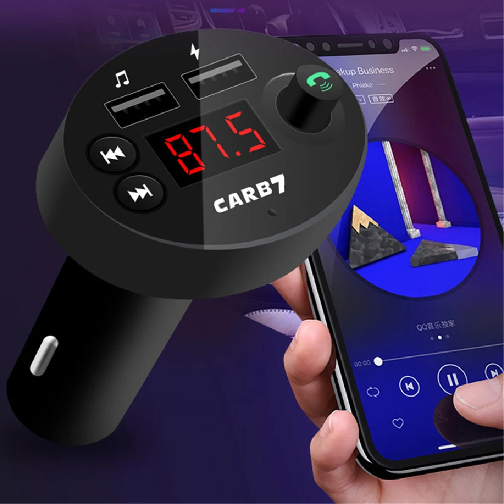 Автомобильный FM передатчик B7 Bluetooth 5 0 MP3 плеер быстрое зарядное устройство с двумя