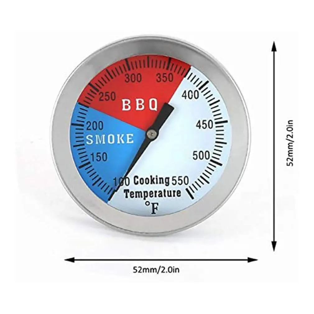 2x Barbecue BBQ Smoker Grill Thermometer Temperature Gauge Stainless Steel 550℉ 