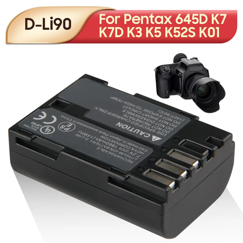 Originale Di Ricambio Batterie Per Foto/Videocamera D-Li90 Per Pentax 645D K7 K7D K3 K5 K52S K01 Batterie Per Foto/Videocamera 1860Mah