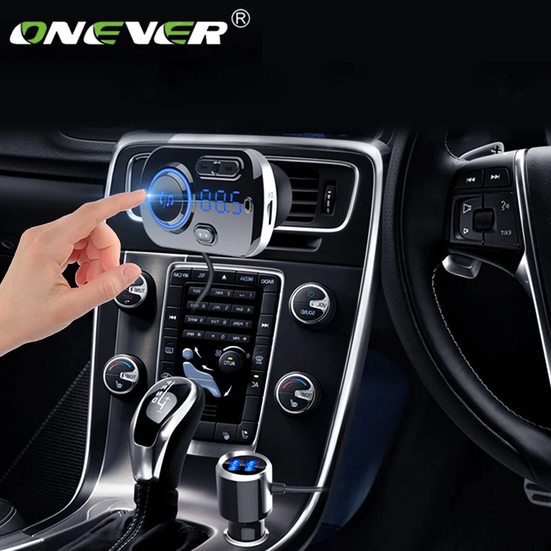 

Onever Bluetooth 5.0 Car FM Transmitter Aux Modulator Wireless Car Audio MP3 Player Hands-free Car Kit Dual USB Charger Efficie