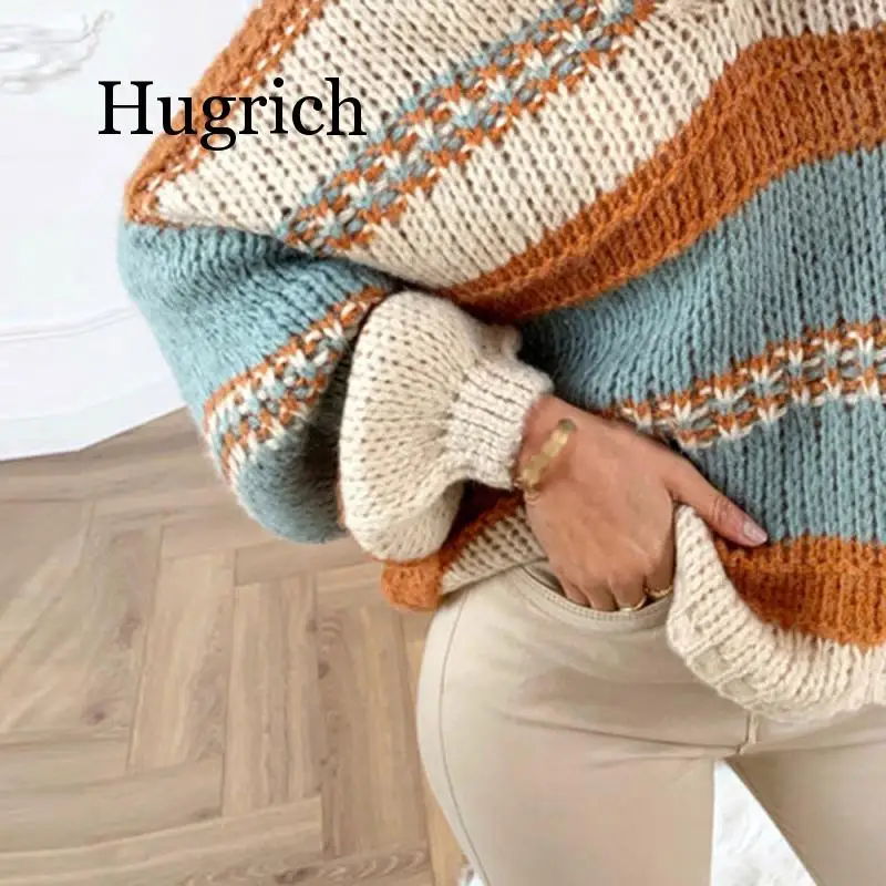 Autumn Winter Women Sexy V-neck Knitted Striped Sweater Loose Oversized Sweater Tops Long Sleeve Patchwork Pullover Sweaters Autumn Winter Women Sexy V-neck Knitted Striped Sweater Loose Oversized Sweater Tops Long Sleeve Patchwork Pullover Sweaters