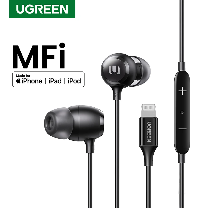 Ugreen Verdrahtete Kopfhörer Kopfhörer Für iPhone MFi Zertifiziert Blitz Earbuds für iPhone 12 11 Pro Max 8 7 Plus mit mikrofon