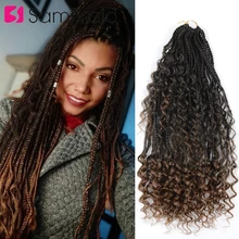 

SAMBRAID 18 INCH Box Braids Boho Crochet Braids Long Goddess Braids Hair Synthetic Extensions Curly Crotchet Hair 24 strands