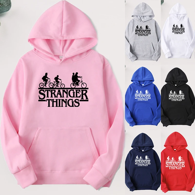  Stranger Things Hoodies Women Trendy Faces Letter Print Oversized Female Sweatshirt Hip Hop Cotton 