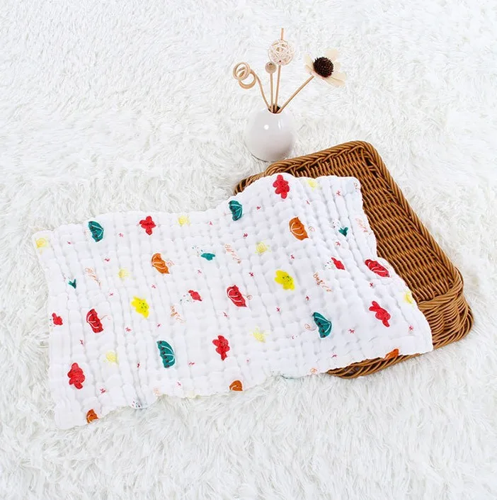 

Six-layer Printed Kerchief Pure Cotton Washing Gauze Medical Use Small Tower 25 X 48cm Baby Bib Baby