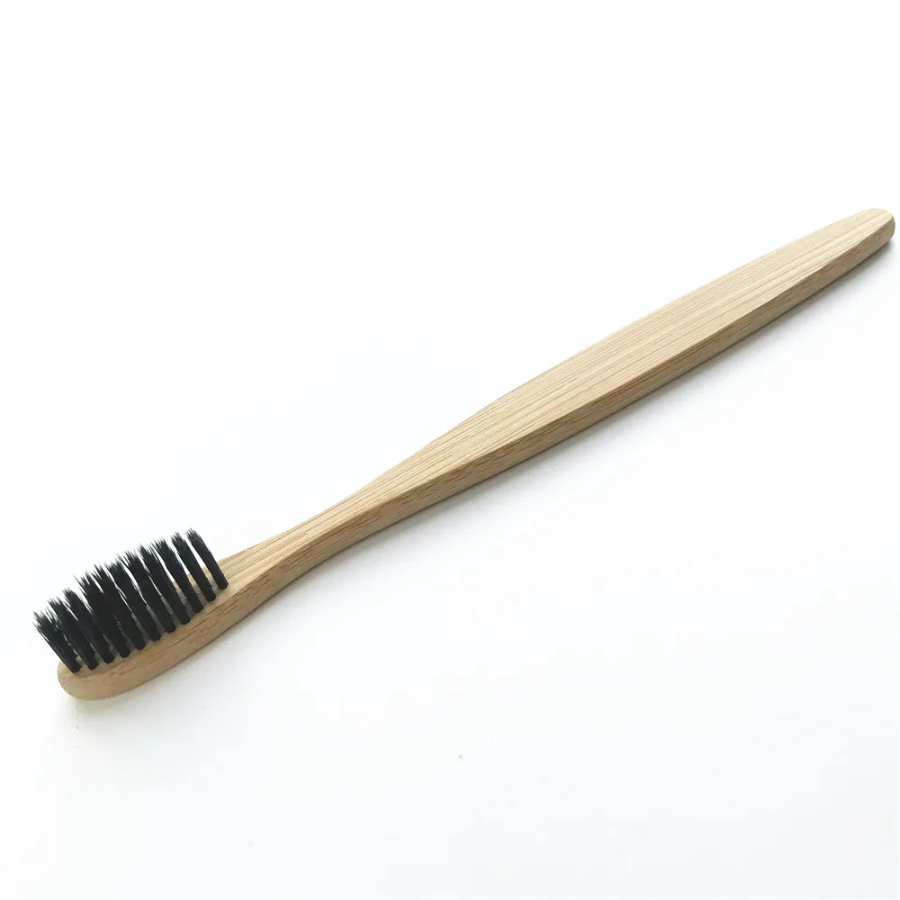 1Pcs Black brush 1 шт. зубная щетка "Радуга"+ 1 шт. бамбуковая трубка Экологичная зубная щетка из натурального бамбука Дорожный Чехол Мягкая головка зубная щетка 2 шт. комплект упаковки - Color: 1Pcs Black brush