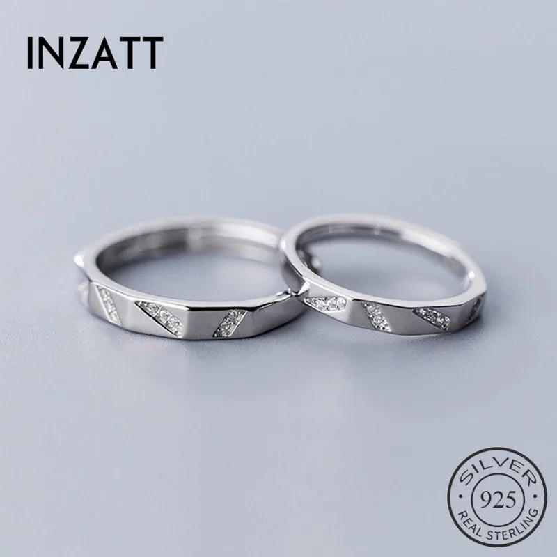 INZATT Настоящее серебро 925 проба Циркон геометрическое кольцо для модных женщин превосходные мужские ювелирные украшения минималистичные аксессуары подарок