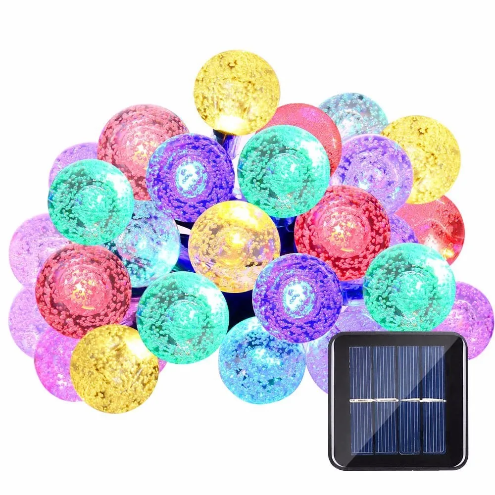 RGB Солнечные гирлянды, садовые 20LED наружные гирлянды, водонепроницаемые хрустальные шары, сказочные огни для дома, двора, вечерние, Рождественский Декор - Испускаемый цвет: RGB