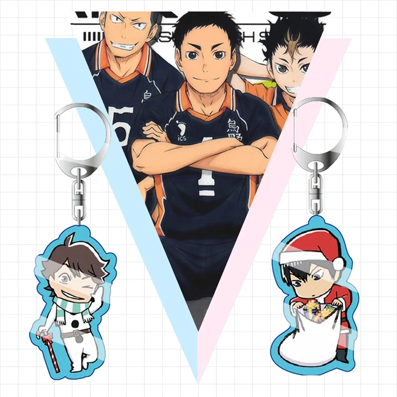 Брелок для ключей Haikyuu из прозрачной акриловой фигуры Рождественский аниме