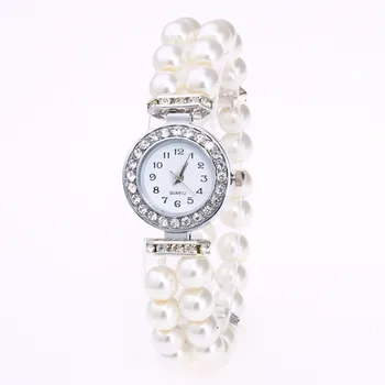 

Women's Watch Simulated Pearl Rhinestone Luxury Elegant Wrist Band Bracelet Jewelry Gifts Lady Elastic Universal Zegarek Damski