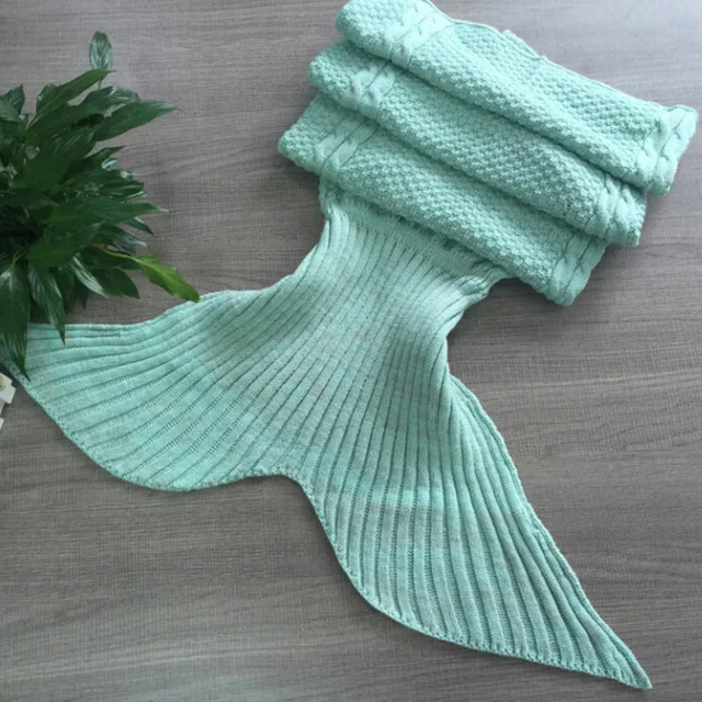 Осень-зима, вязаная сумка для дивана ручной работы, вязаная крючком, постельные принадлежности для детей и хвост русалки для взрослых, одеяло RH228 - Цвет: Green