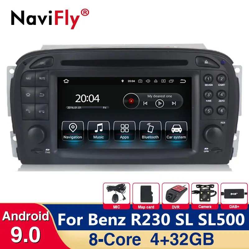 Бесплатная доставка! Автомобильный DVD-плеер 8 ядер 4G Android 9 0 для Mercedes Benz R230 SL SL500
