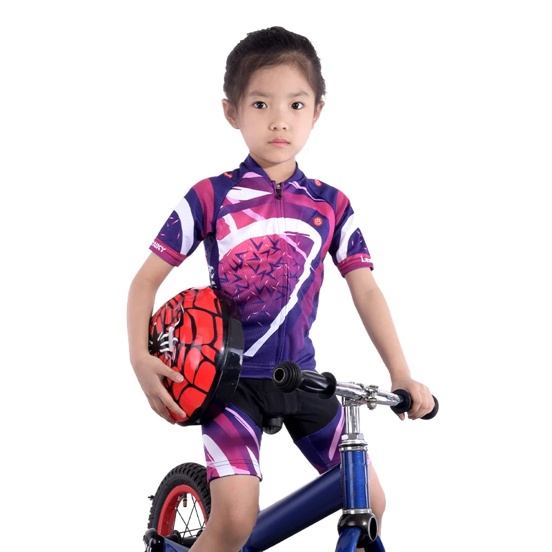 LSHDCER Tuta da ciclismo per bambini maglia a maniche corte + pantaloncini 