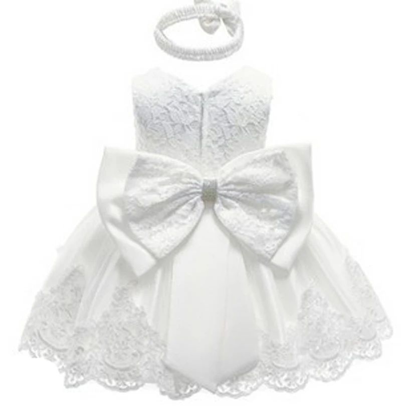 Платья; Одежда для маленьких девочек; платье принцессы для девочек; детская одежда на крестины и свадебную вечеринку; 0-24 месяца - Цвет: Белый