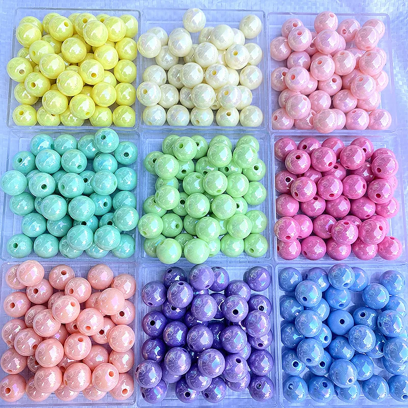 Grânulos acrílicos para fazer jóias macaron cor sólida ab cor grânulos redondos grânulos diy que fazem grânulos soltos plásticos feitos à mão