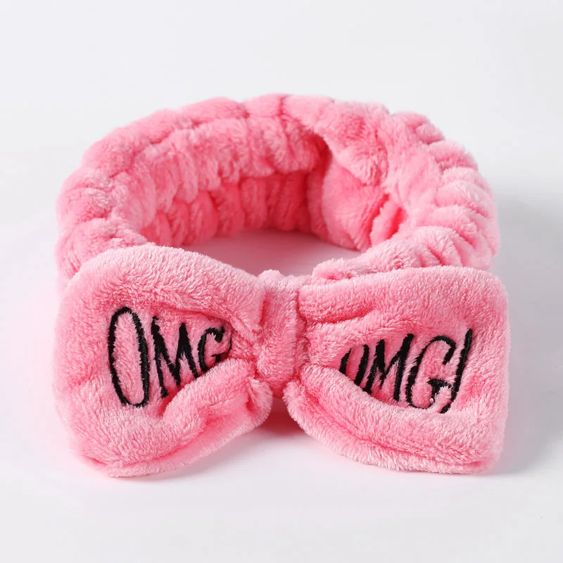 TSZ038-10 Новая мода OMG повязки для волос с буквами коралловый флис мыть лицо ободок с бантиком для женщин милые девушки повязки для волос аксессуары для волос в виде тюрбана - Цвет: TSZ038-10