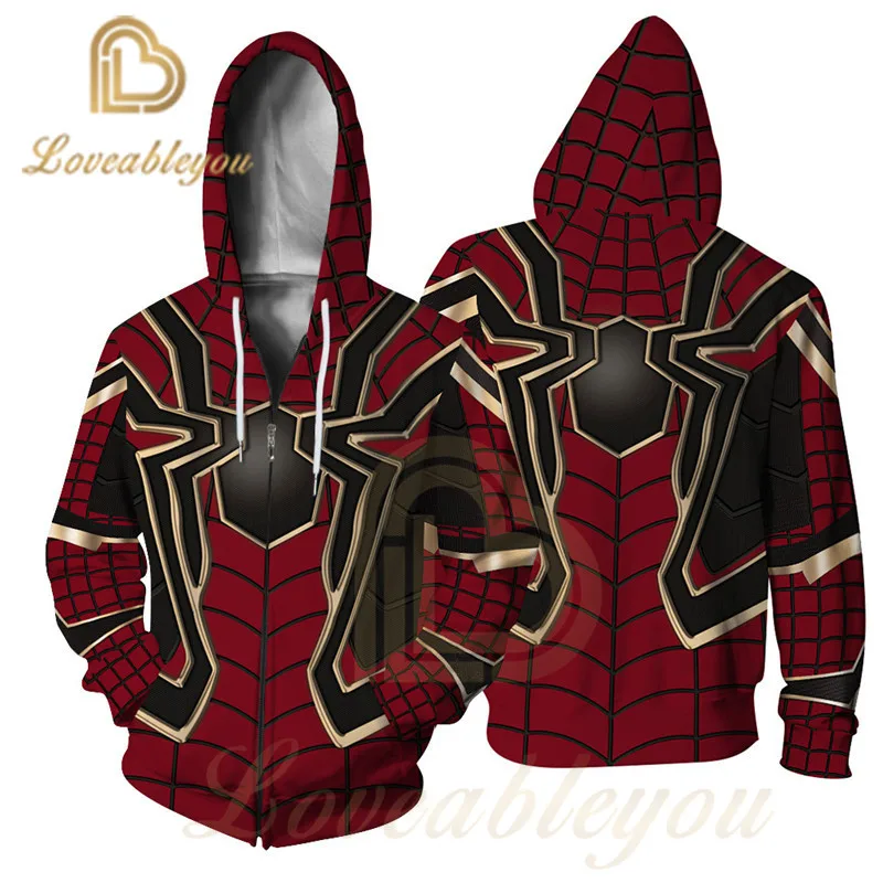 

Spider-Man Avengers Endgame Iron Spiderman Cosplay Costume Sweatshirts for Men Zipper Streetwear Hoodie Off White Polerones