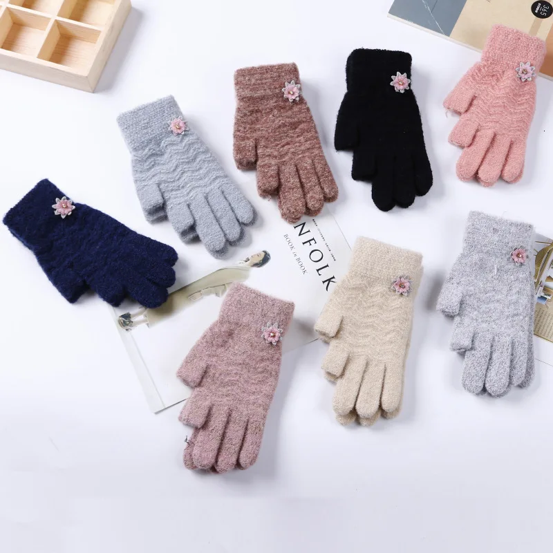 2 низких пальцев теплые уличные защитные перчатки для зимы Luvas Guantes вязаные перчатки герметичные перчатки для пальцев