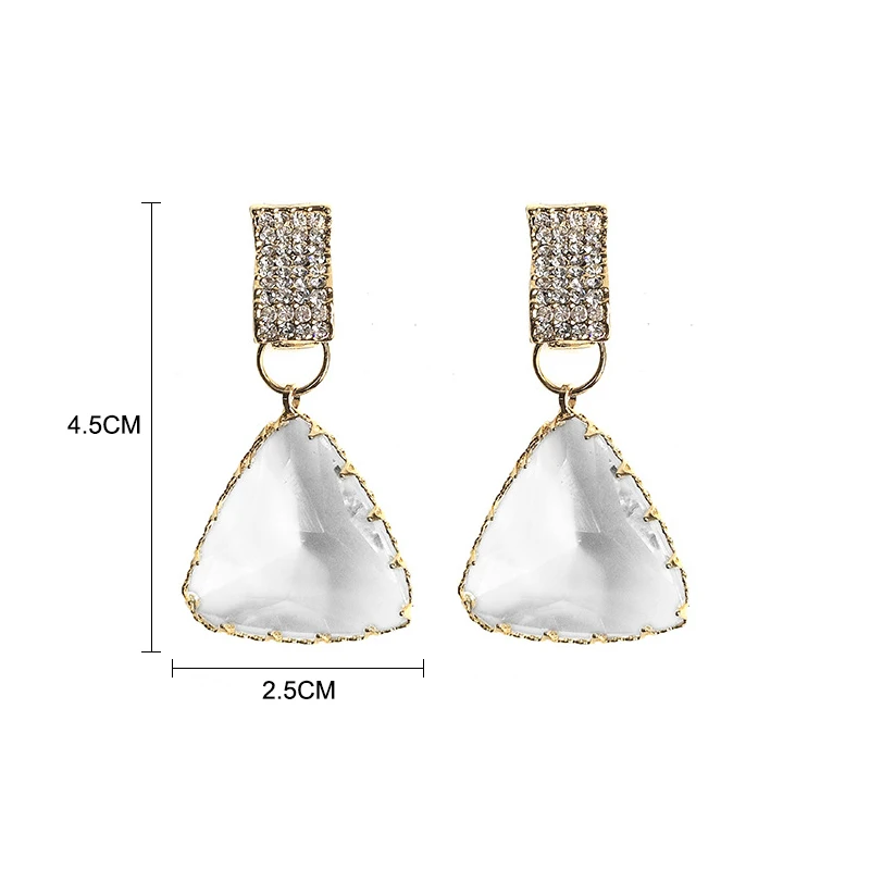 Новые висячие треугольные блестящие Простые Модные Кристальные популярный прозрачный серьги женские Геометрические прозрачные модные элегантные серьги-капли