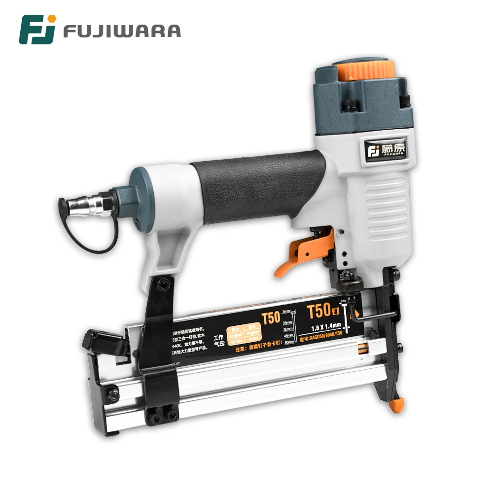 Push Mini Hand Metal Rotary Dual Mode Rotatable Electric Stapler Staple Nails Set FUJIWARA 3-in-1 Carpenter Pneumatic Nail Gun 18Ga/20Ga Woodworking Air Stapler F10-F50 T20-T50 440K Nails Carpentry Decoration