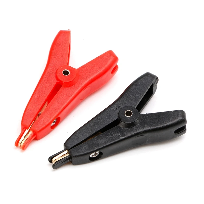 Alligator Clips Copper Plated Alligator Clip Two level Test clip Four Clamp LCR Kelvin Max Open Length 25mm Black+Red 2PCS