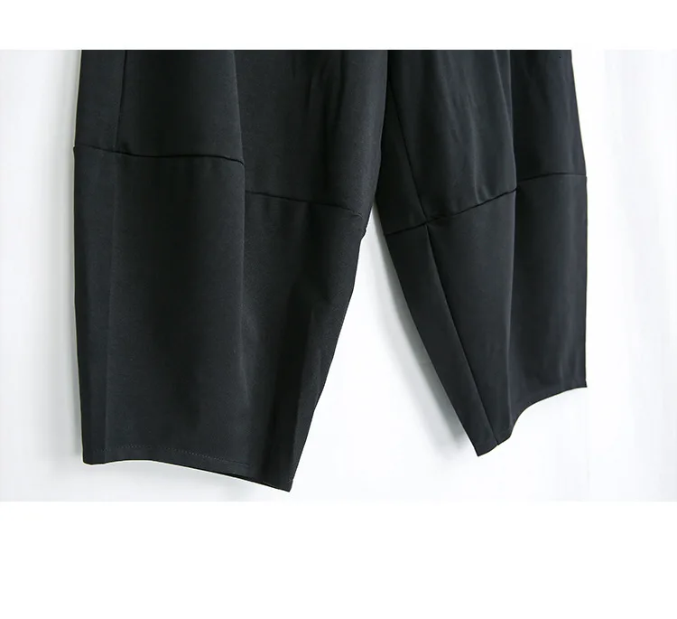 [EAM] Черные Брюки-шаровары с карманами и высокой эластичной талией для отдыха, новые свободные брюки, женские модные брюки, весна-осень JL349