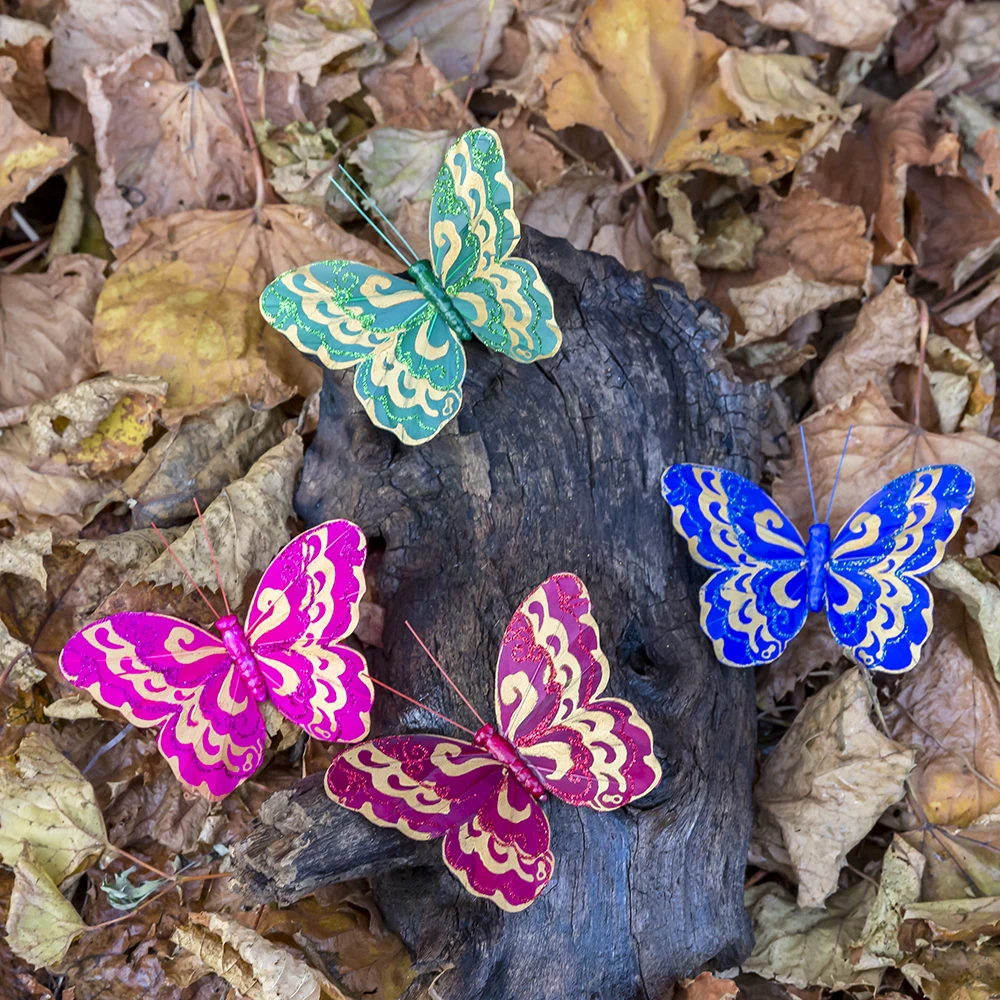 Simulacióncon Plumas Pintadas Decorazione Di Mariposas Pila Decorazione Di Terraza E Balcón Decorazione Del Giardino Farfalla