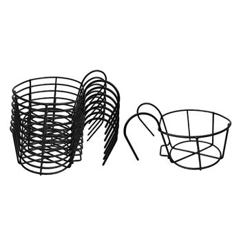 

8PCS Rustic Wall Hanging Metal Basket Flower Plant Pot Rack For Balcony/ Fence
