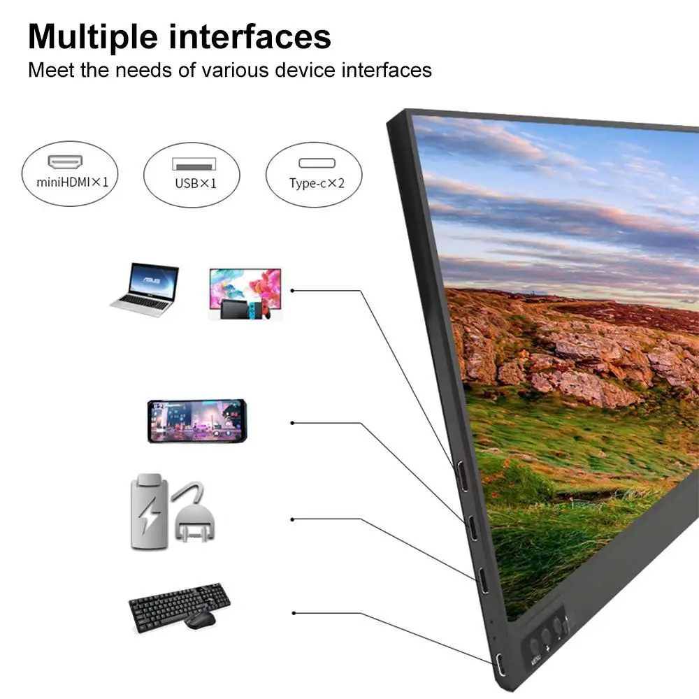 Eyoyo 15.6 ġ ޴  ġ ũ IPS ÷ Ʈ PC 1920x1080 HDMI Type-C LED   PS4/PS3/Xbox