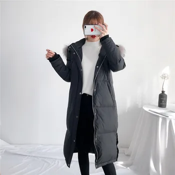 

Women White Duck Winter Down Coat Long Korean Puffer Jacket Warm Parka Chaqueta Mujer YY1570