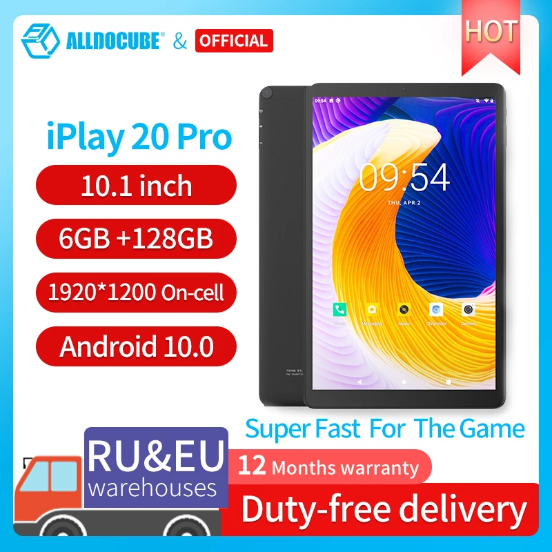 ALLDOCUBE iPlay20 Pro Android 10 Tablet 10.1"1920x1200 SC9863A Octa Core 6GB RAM 128GB ROM  Phone Call Tablets PC 6000 mAh